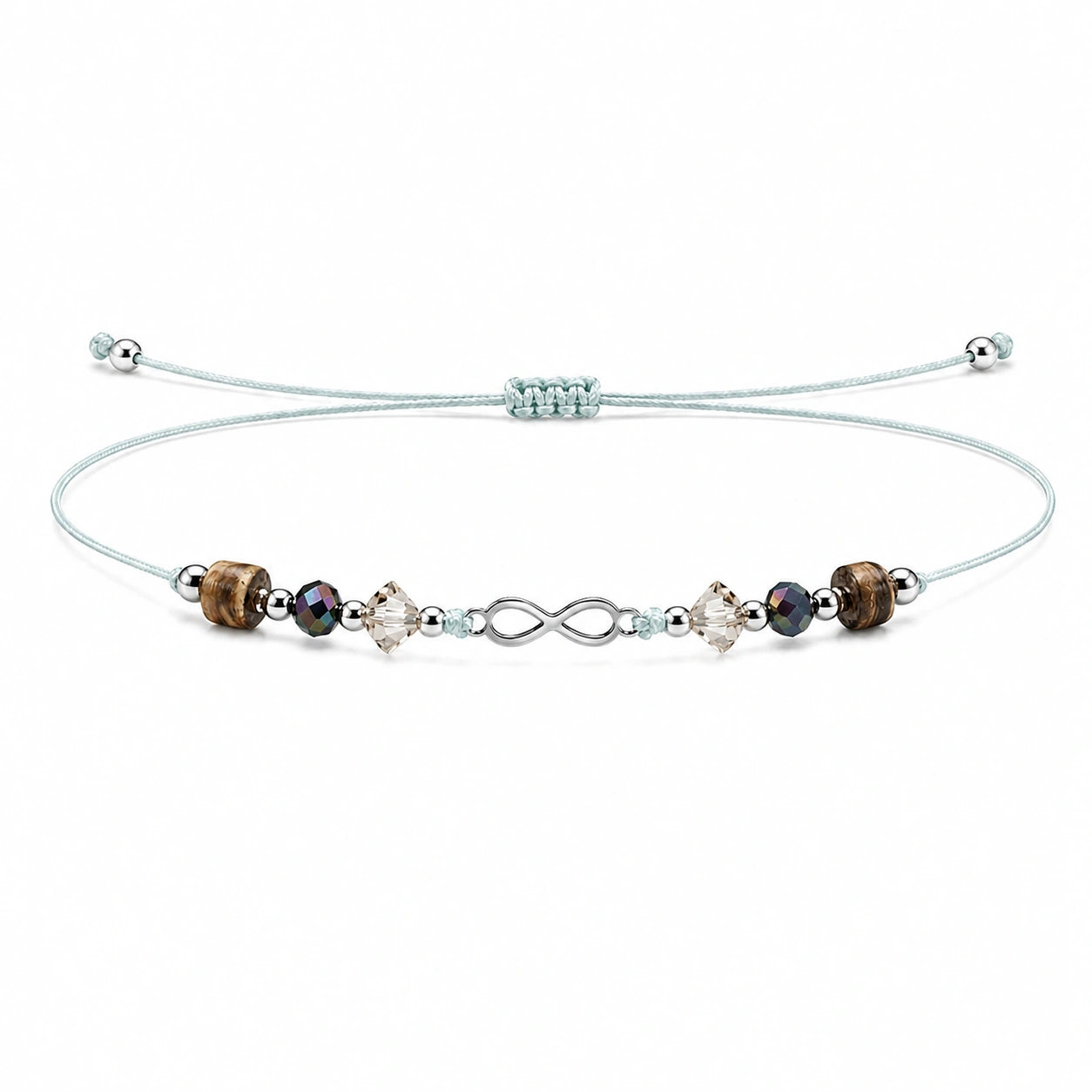 Pulsera de Piedras Naturales con Infinito sobre fondo blanco