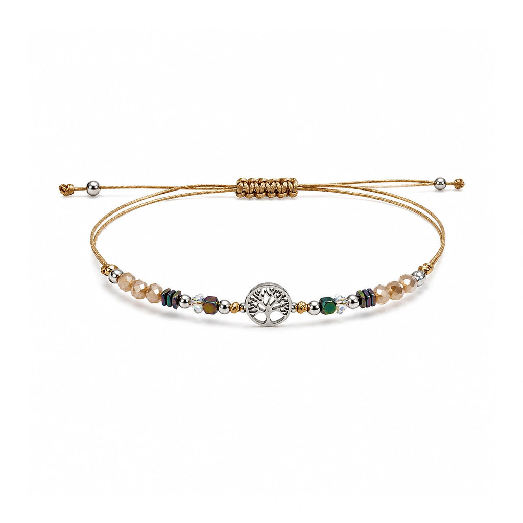 Pulsera de Piedras Naturales con Árbol de la Vida sobre fondo blanco