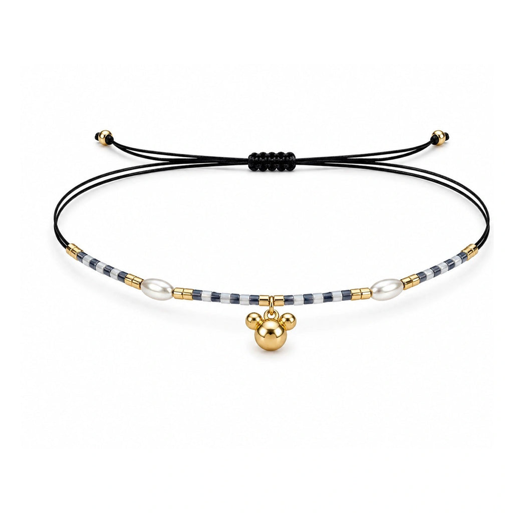 Pulsera de Cuentas con Silueta de Ratón sobre fondo blanco