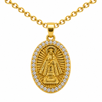 Collar Virgen Guadalupe Dorado sobre fondo blanco - 25760