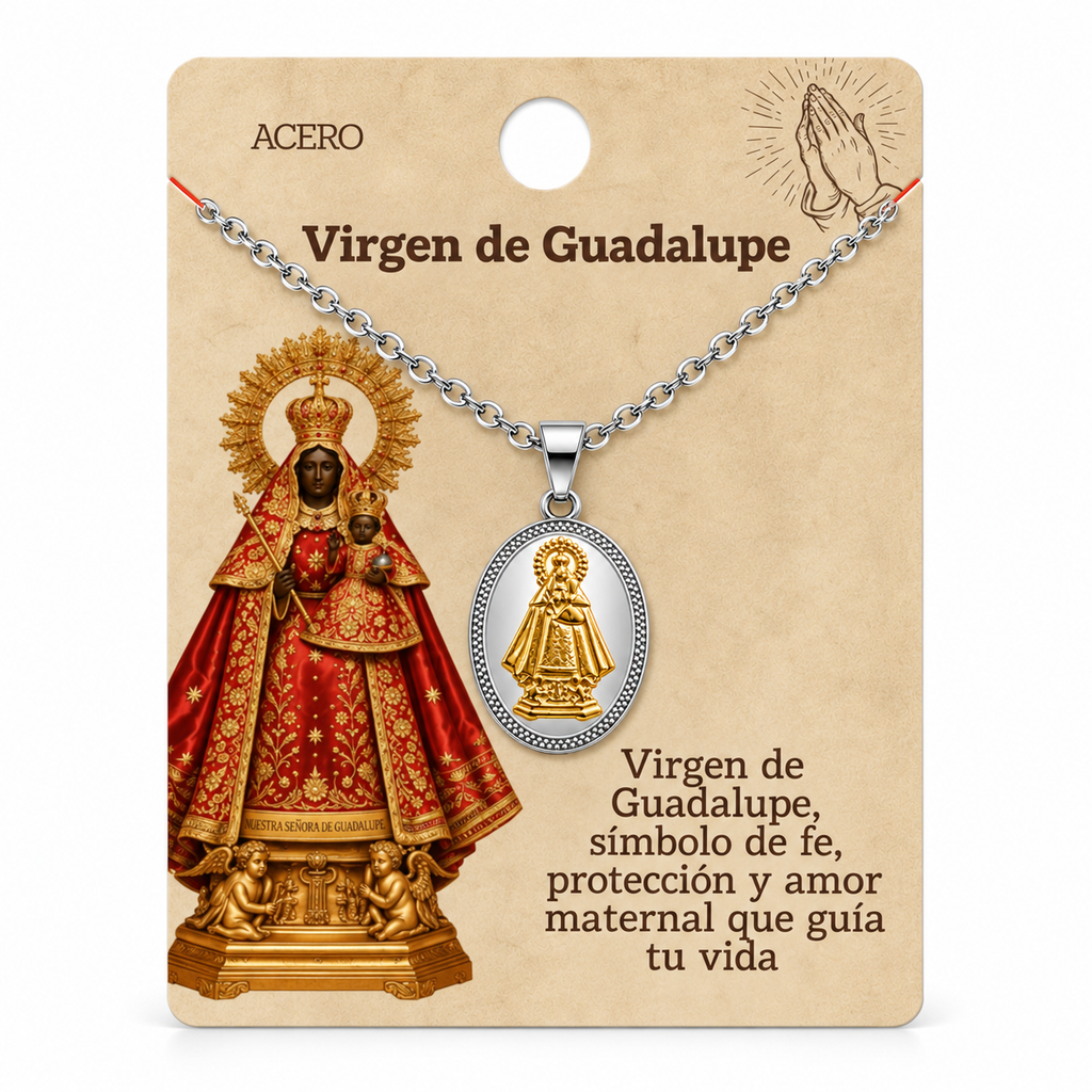Collar Virgen Guadalupe Bicolor con tarjeta - 25767