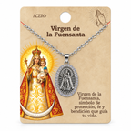 Collar Virgen Fuensanta Plateado con tarjeta - 25770