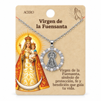 Collar Virgen Fuensanta Plateado con tarjeta - 25772
