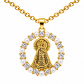 Collar Virgen Fuensanta Dorado sobre fondo blanco - 25773