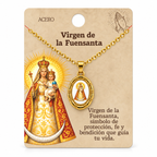 Collar Virgen Fuensanta Dorado con tarjeta - 25775