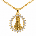 Collar Virgen Covadonga Dorado sobre fondo blanco - 25780