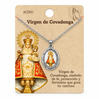 Collar Virgen Covadonga Plateado con tarjeta - 25785