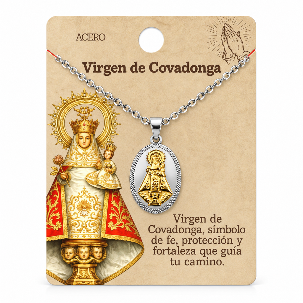 Collar Virgen Covadonga Bicolor con tarjeta - 25789