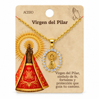 Collar Virgen Pilar Dorado con tarjeta - 25791