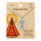 Collar Virgen Pilar Plateado con tarjeta - 25794