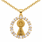 Collar Virgen Pilar Dorado sobre fondo blanco - 25795