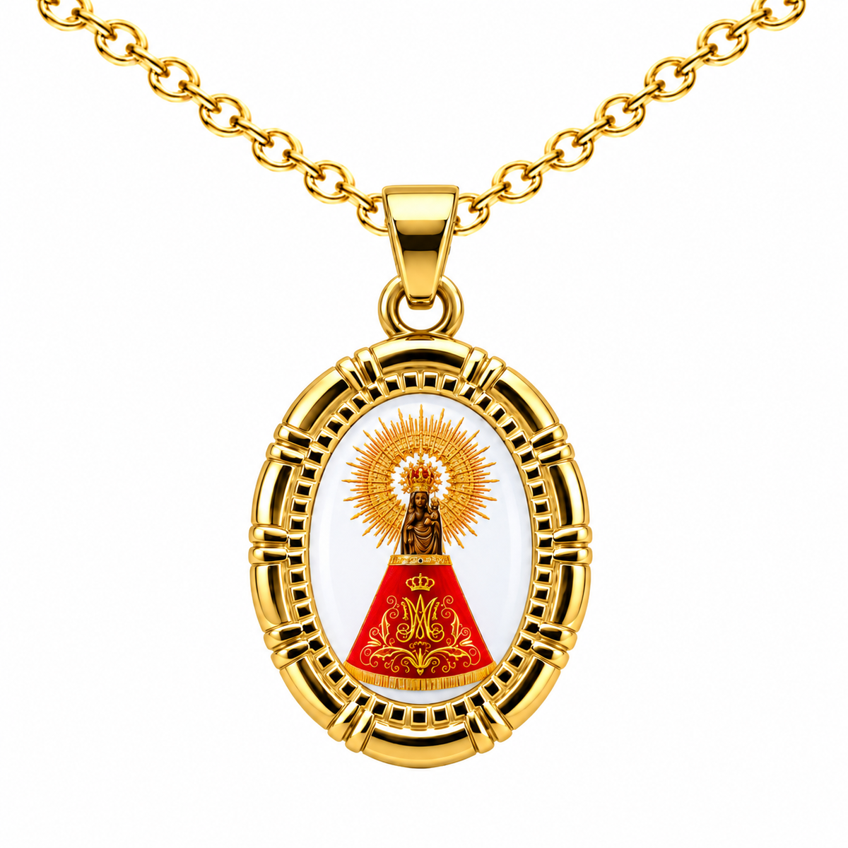 Collar Virgen Pilar Dorado sobre fondo blanco - 25797