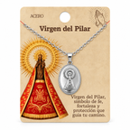 Collar Virgen Pilar Plateado con tarjeta - 25798