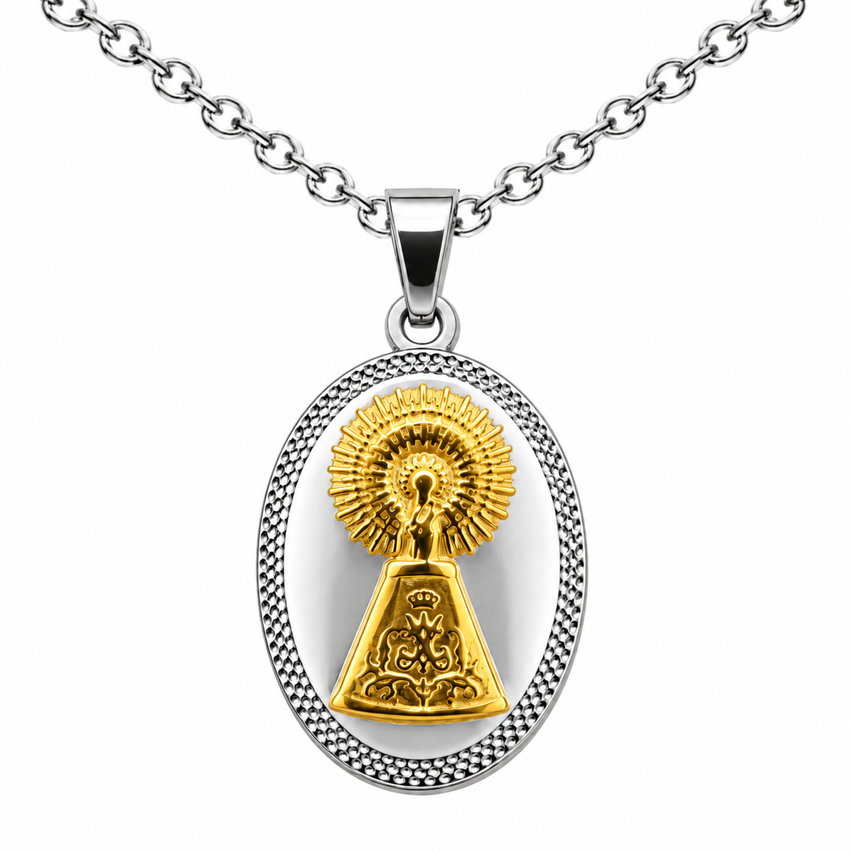 Collar Virgen Pilar Bicolor sobre fondo blanco - 25800
