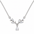 Silver Tone Branch Necklace with Teardrop Detail, with clear details, on a white background.
