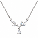 Silver Tone Branch Necklace with Teardrop Detail, with clear details, on a white background.