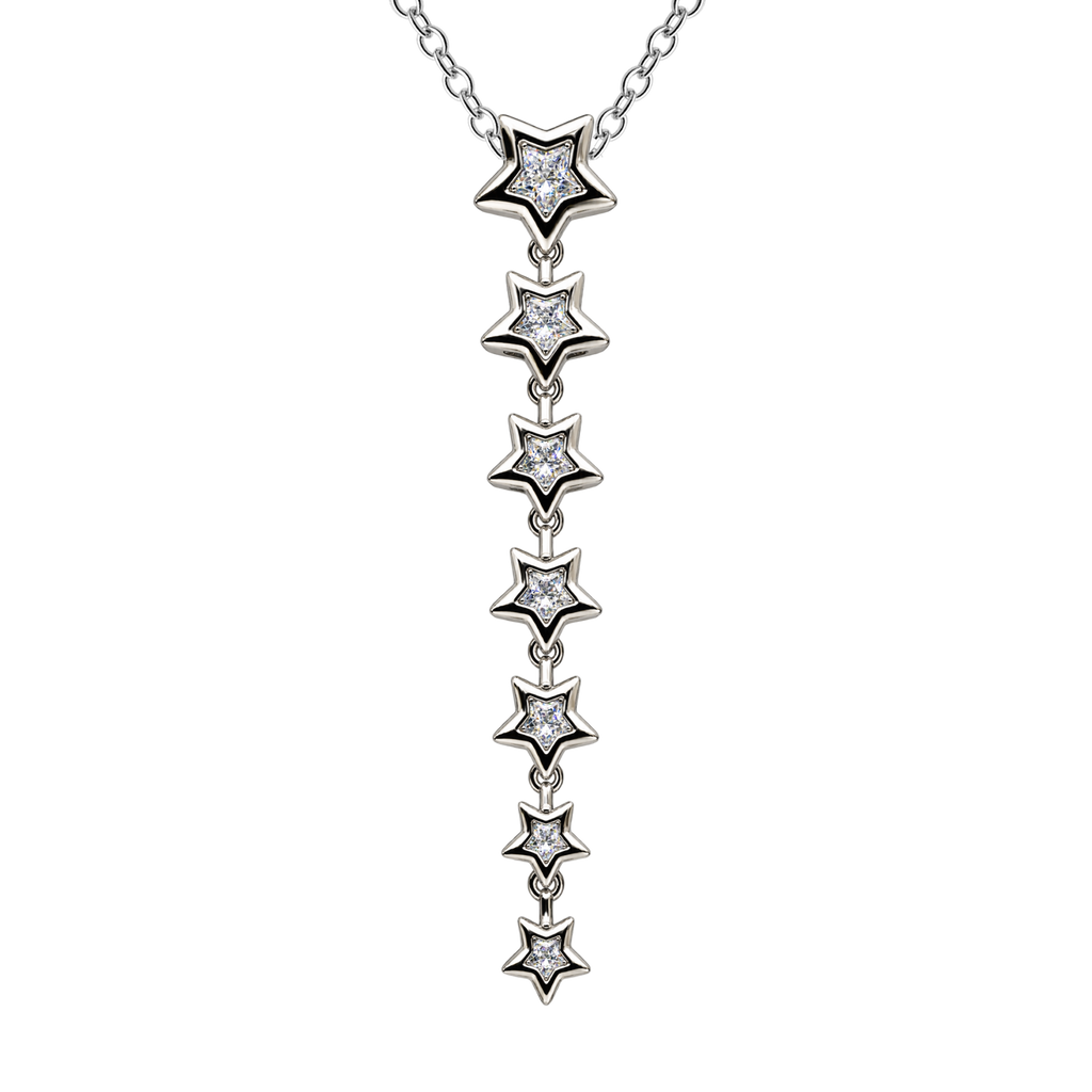 Hanging Star Necklace, arranged vertically, on a white background.
