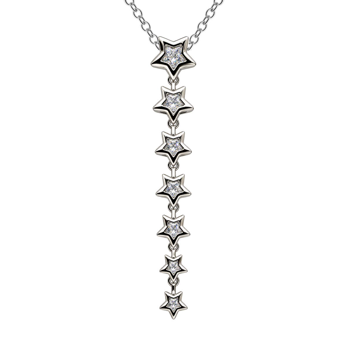 Hanging Star Necklace, arranged vertically, on a white background.