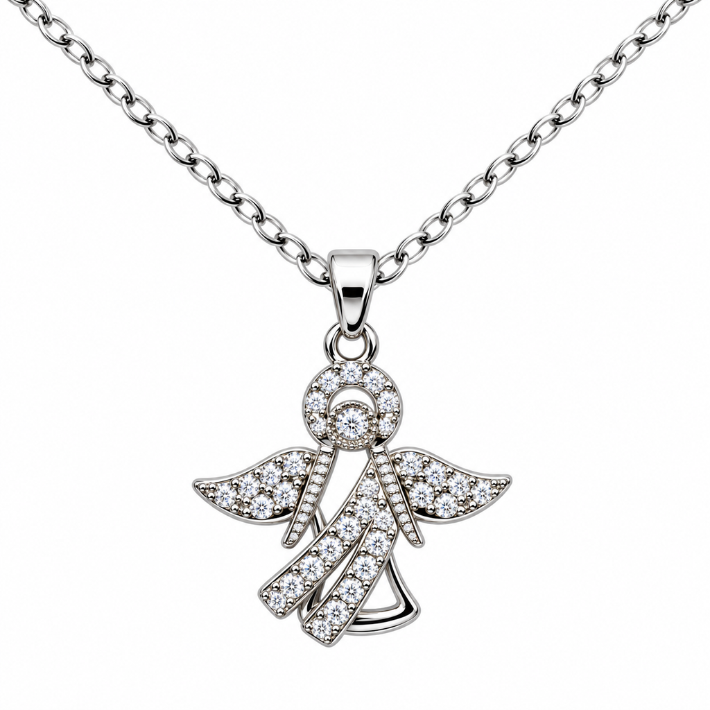 Collar de ángel con circonitas, primer plano de los detalles.