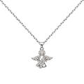 Angel Necklace with Cubic Zirconia, with outstretched wings, on a white background.