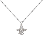 Angel Necklace with Cubic Zirconia, with outstretched wings, on a white background.