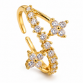 Anillo dorado de dos flores