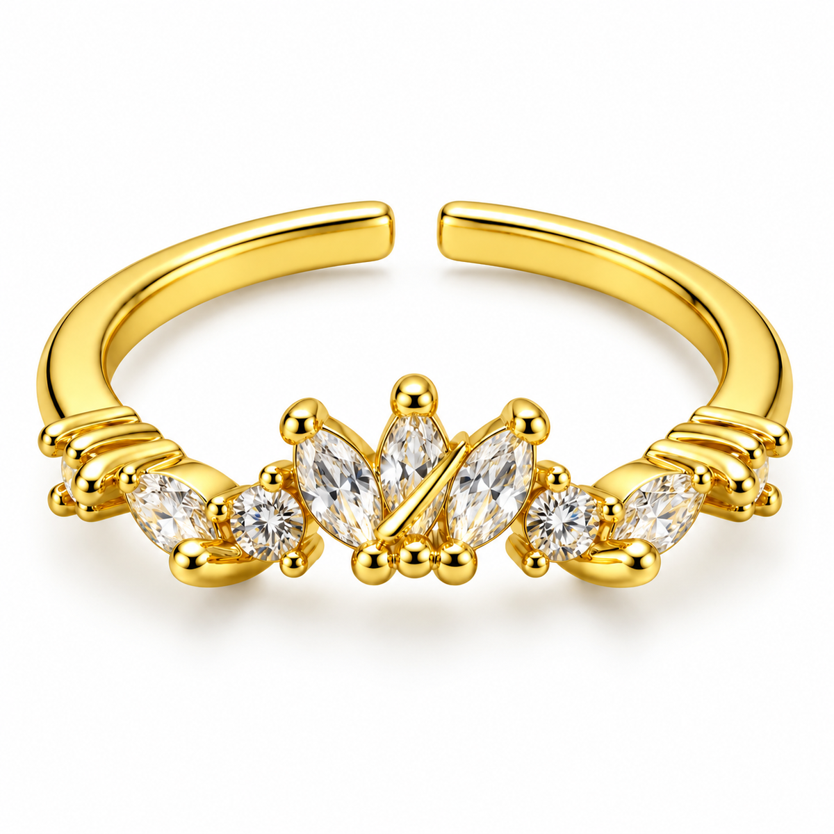 Anillo dorado de hojas transparentes
