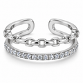 Anillo plateado de eslabones y doble banda