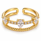 Anillo dorado de gotas y doble banda