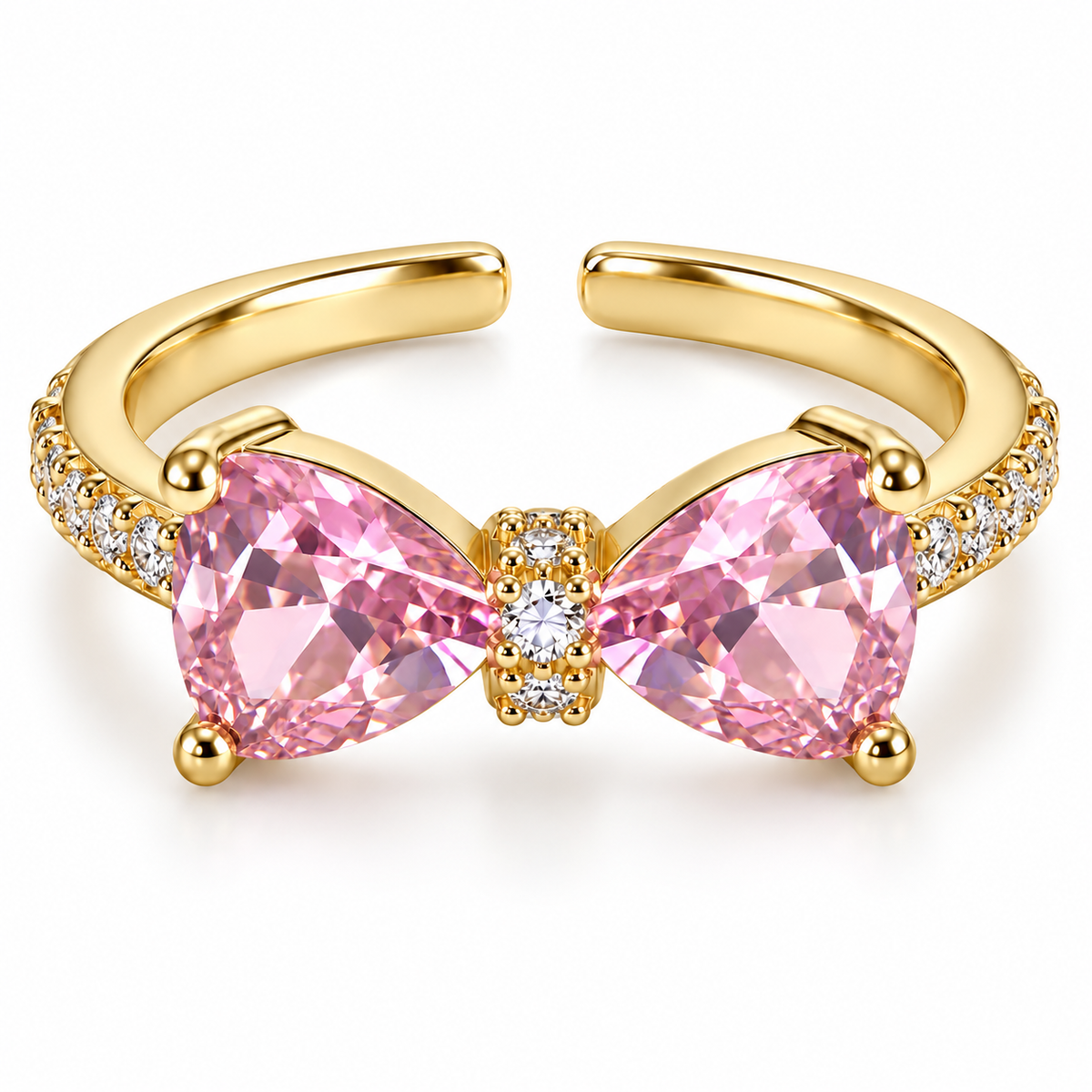 Anillo dorado de lazo rosa