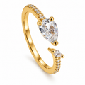 Anillo dorado de gota transparente