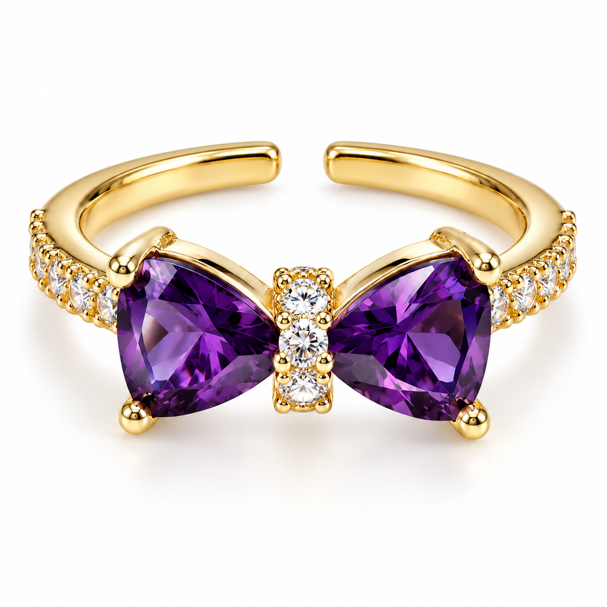 Anillo dorado de lazo violeta