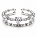 Anillo plateado de gotas y doble banda