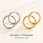 Pendientes de aro en Dorado o Plateado; venta por par.
