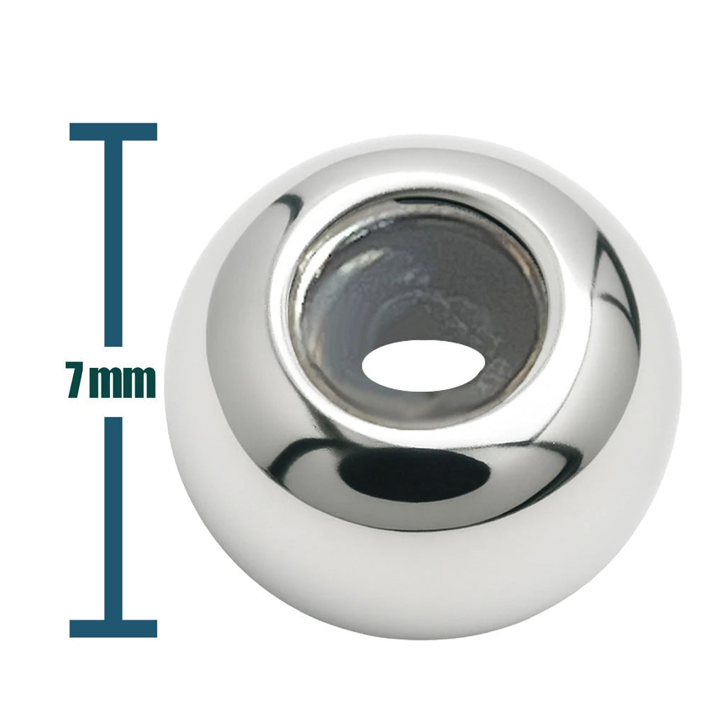 Bola Tope Plana Acero Plateado 7mm con Goma para Cadena Serpiente