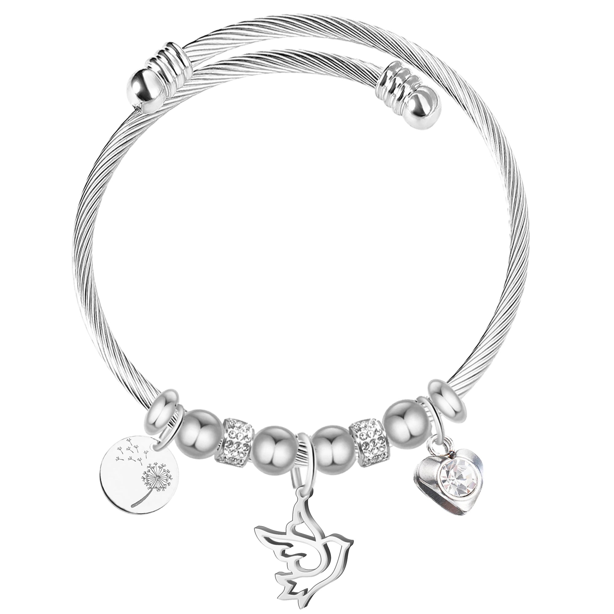 Brazalete con Oso Acero para Deseo: PAZ sobre fondo blanco