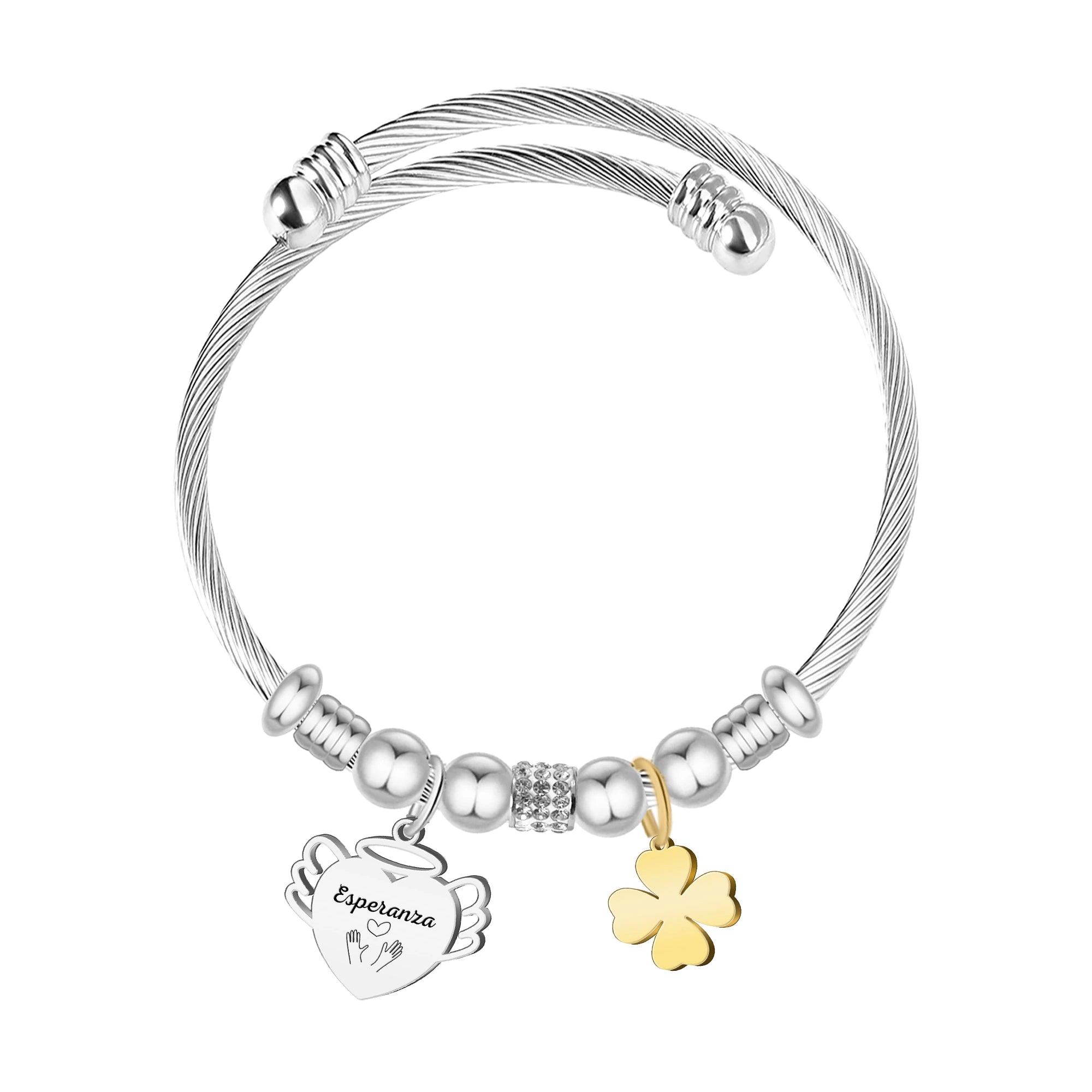 Brazalete Acero Palabra Esperanza sobre fondo blanco