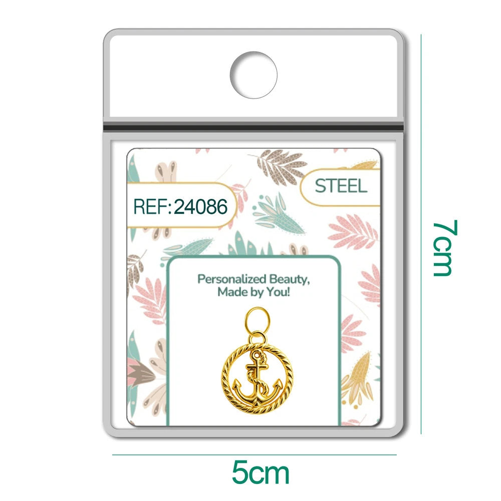 Charm Acero Dorado Chapado Oro 14K Ancla Colgante detalle