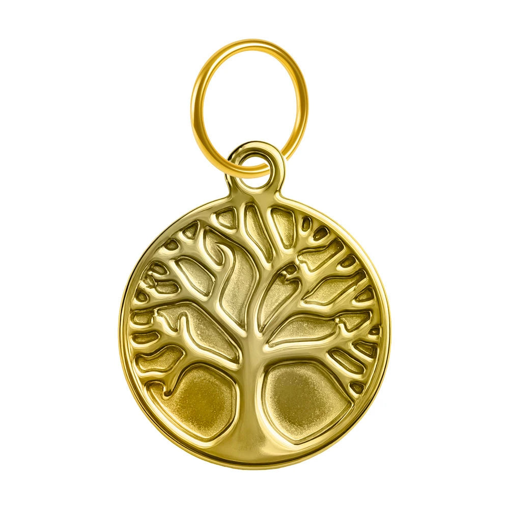 Charm Acero Dorado Chapado Oro 14K Árbol de la Vida Colgante