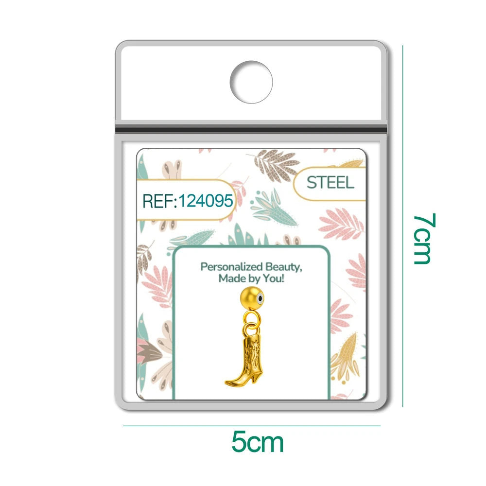 Charm Acero Dorado Chapado Oro 14K Bota Vaquera detalle
