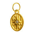 Charm Acero Dorado Chapado Oro 14K Brújula Colgante