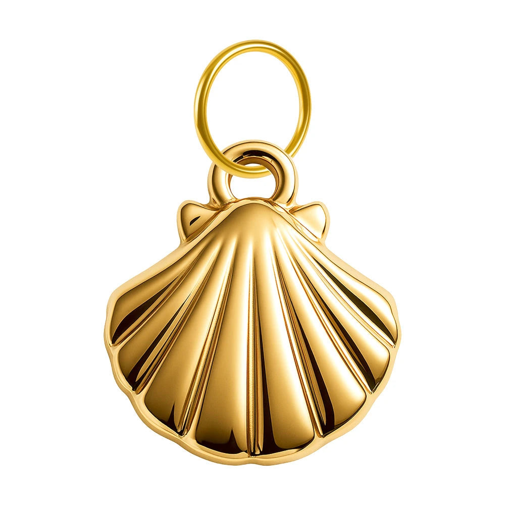 Charm Acero Dorado Chapado Oro 14K Concha Colgante