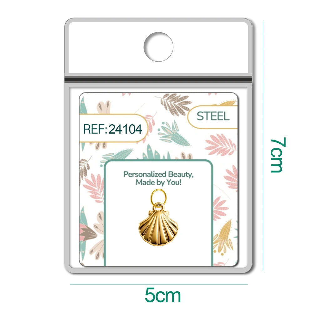 Charm Acero Dorado Chapado Oro 14K Concha Colgante detalle