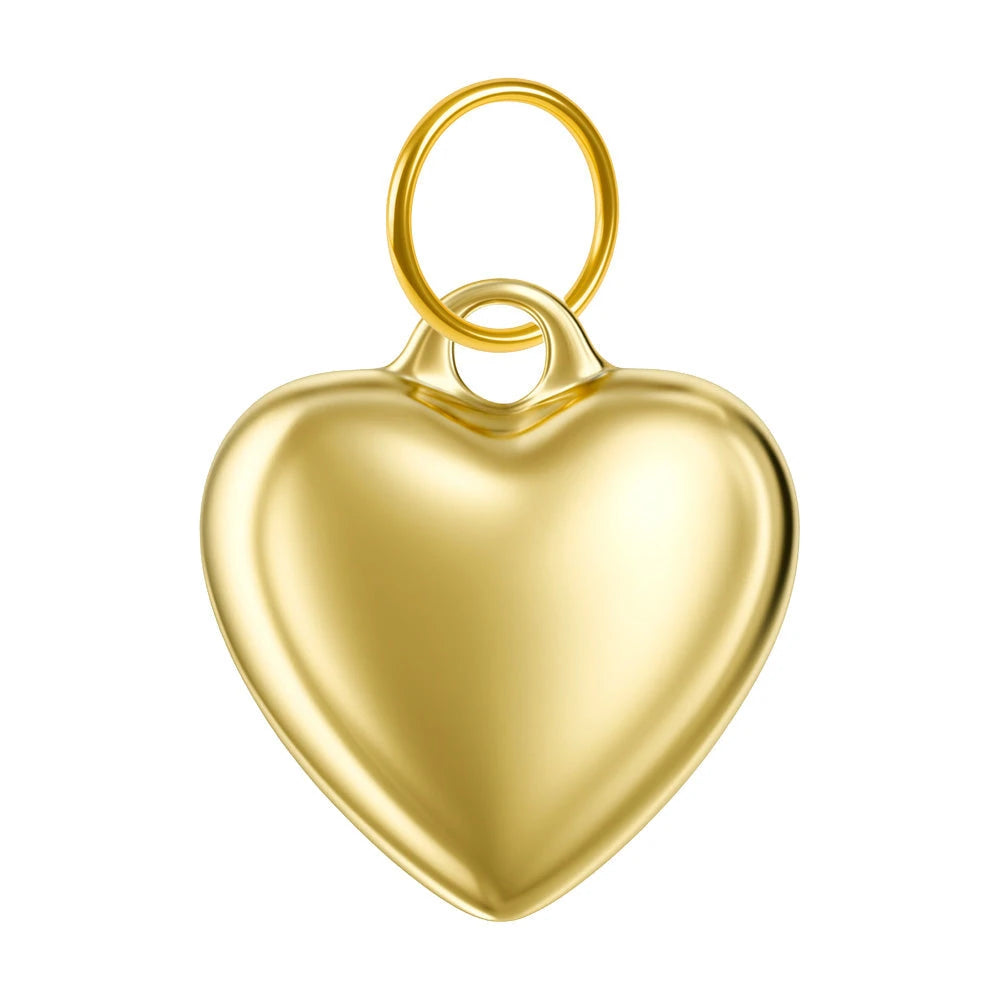 Charm Acero Dorado Chapado Oro 14K Corazón Abombado Colgante
