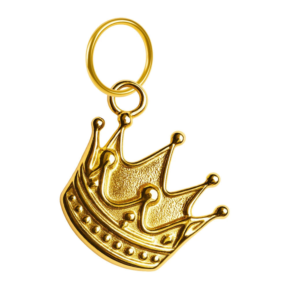 Charm Acero Dorado Chapado Oro 14K Corona Colgante
