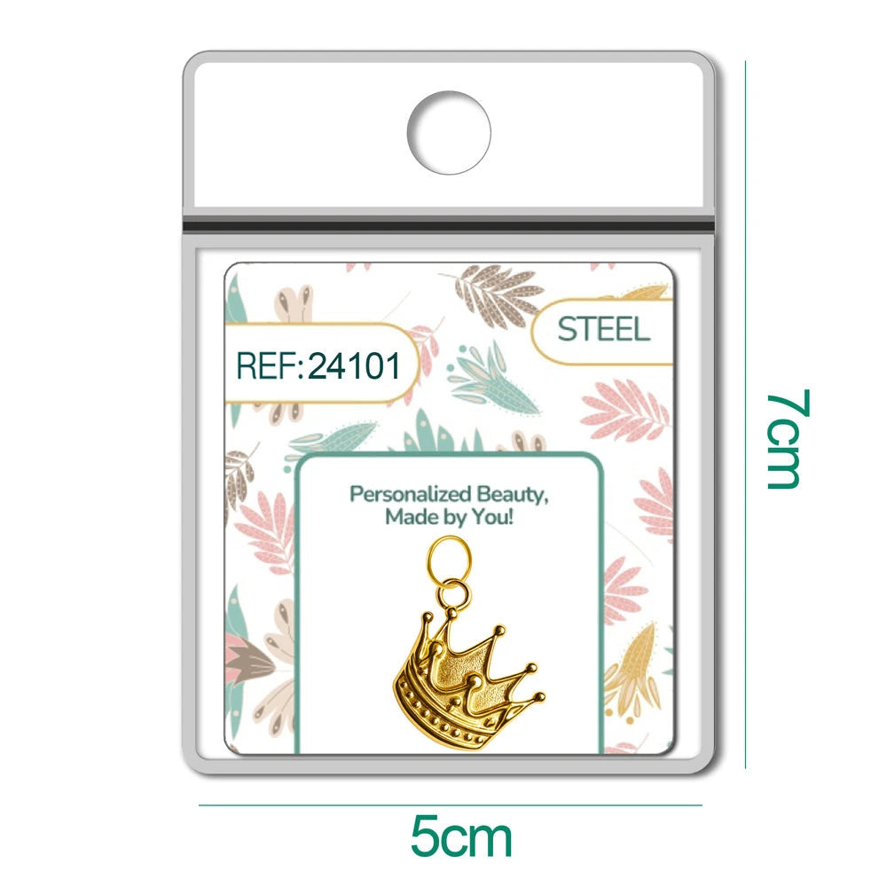 Charm Acero Dorado Chapado Oro 14K Corona Colgante detalle