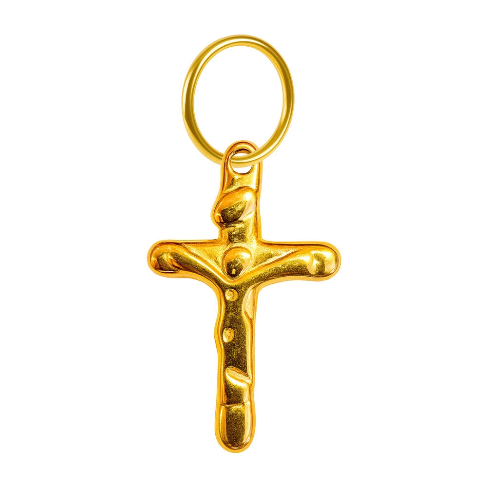 Charm colgante de cruz con aro de acero