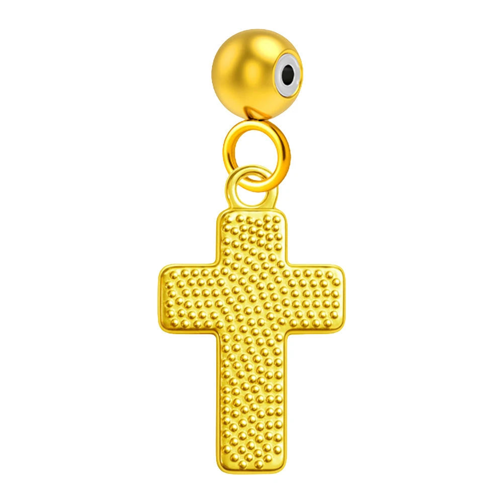 Charm Acero Dorado Chapado Oro 14K Cruz Punteada