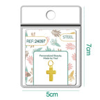 Charm Acero Dorado Chapado Oro 14K Cruz Textura Colgante detalle