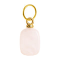 Charm colgante de cuarzo rosa rectangular con aro de acero